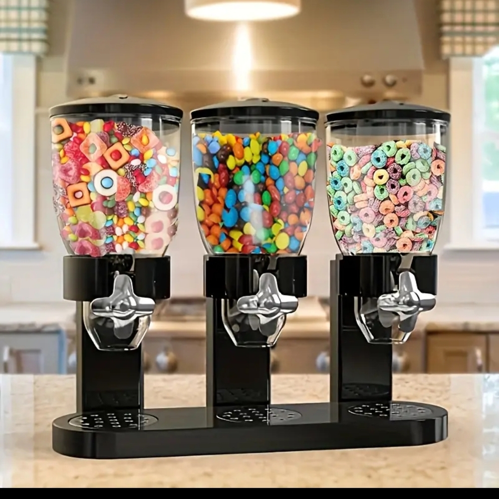 Triple Cereal Dispenser with Black Base